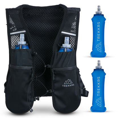 Trekkrs Vest XS to Medium - Running Vest with Water Bottles - Black