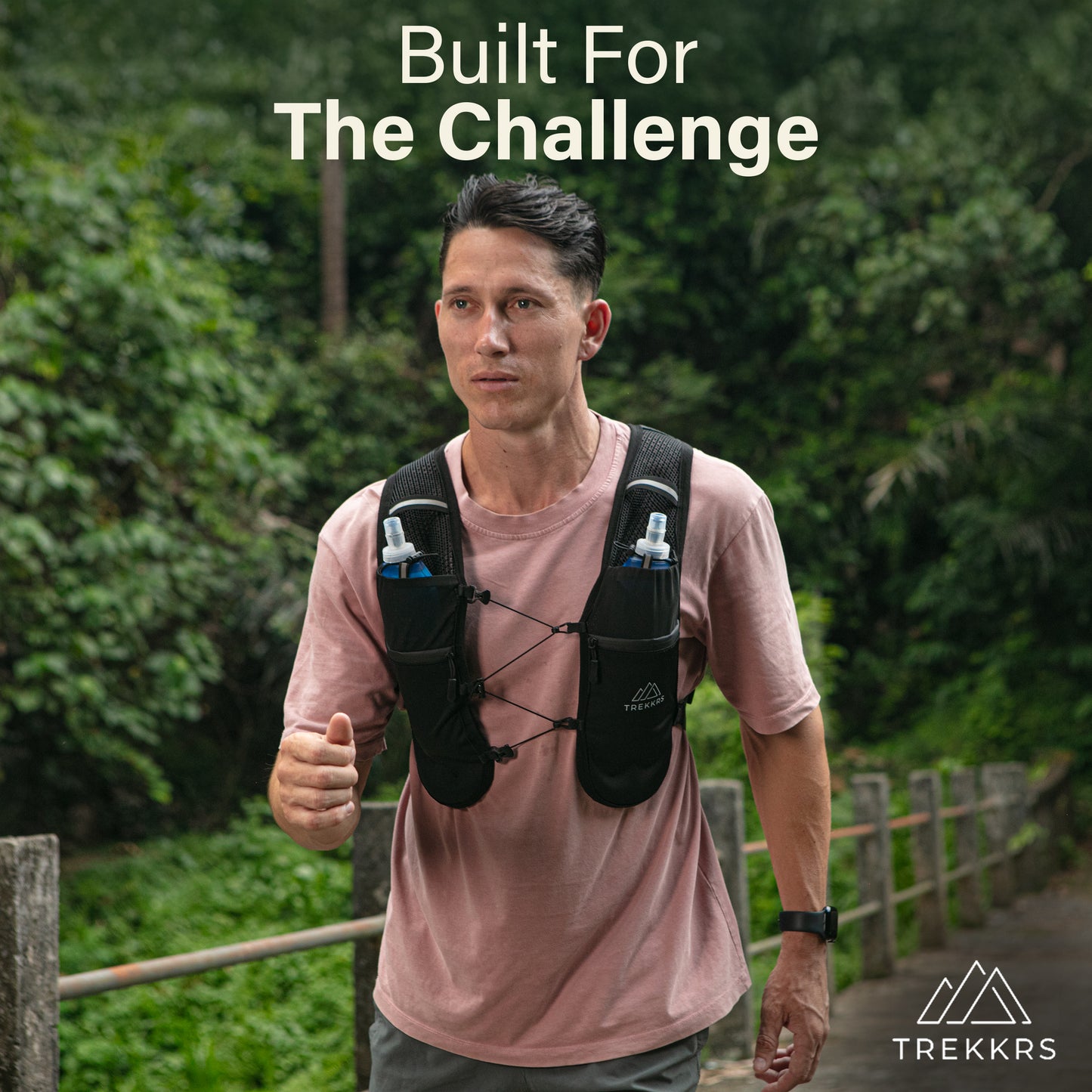 Trekkrs Vest XS to Medium - Running Vest with Water Bottles - Black