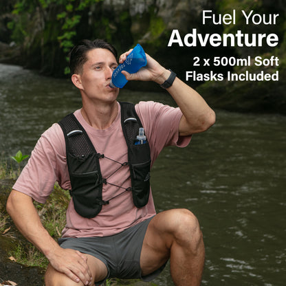 Trekkrs Vest XS to Medium - Running Vest with Water Bottles - Black