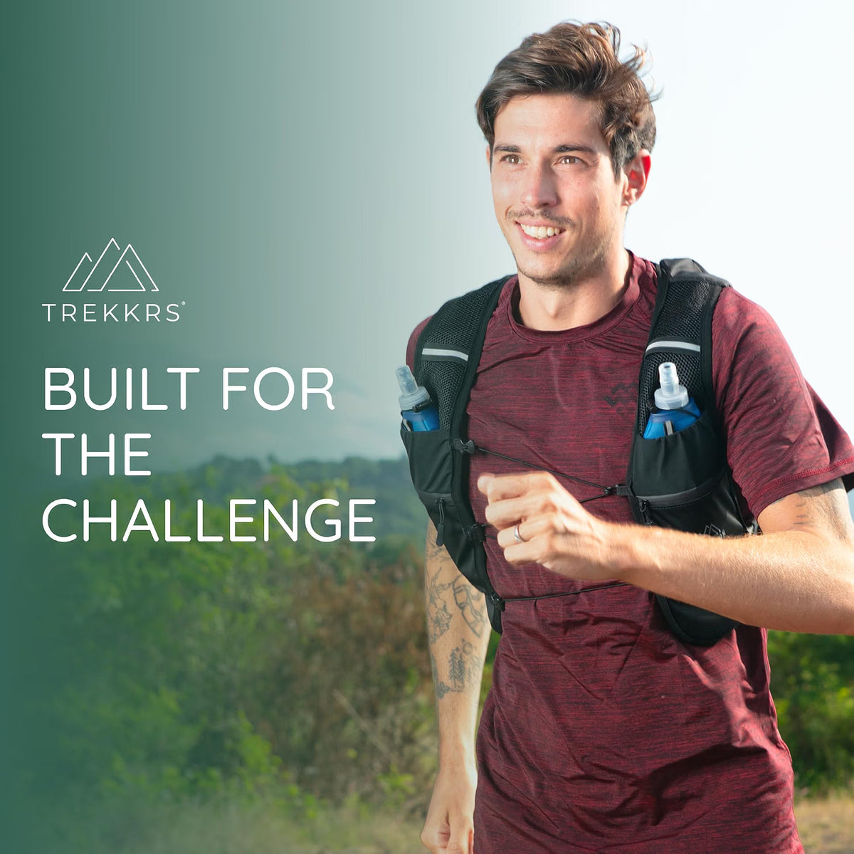Trekkrs Vest XS to Medium - Running Vest with Water Bottles - Black