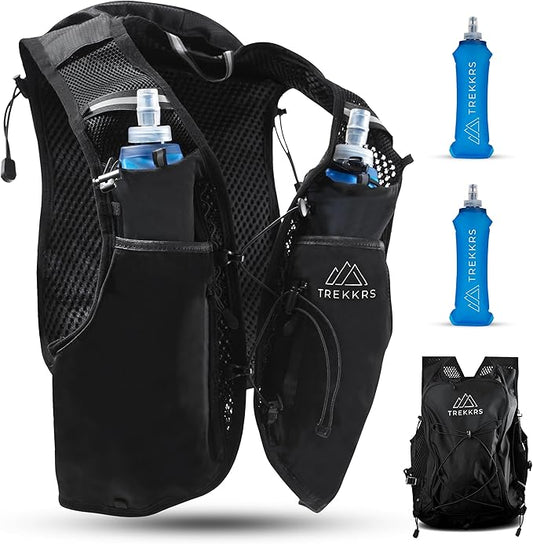 Trekkrs Vest L - XL - Running Vest with Water Bottles - Black