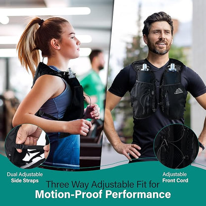 Trekkrs Vest L - XL - Running Vest with Water Bottles - Black