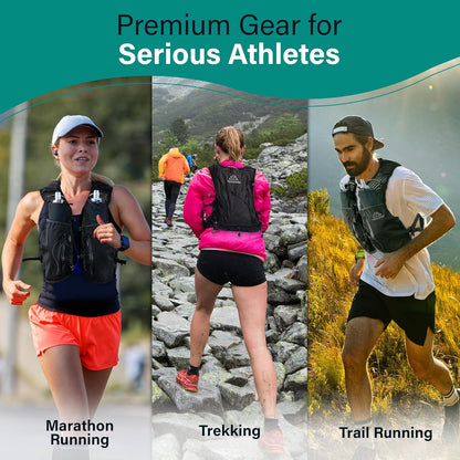 Trekkrs Vest L - XL - Running Vest with Water Bottles - Black